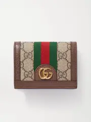 [Gucci] Gucci - Ophidia Textured Leather-trimmed Printed Coated-canvas Wallet - Beige - One size One size Neutrals