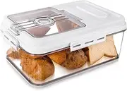 [Abiudeng] Airtight Bread Bin for Kitchen Storage and Organization Time Recording Bread Box with Lid Clear Bread Storage Container for Rice Homemade Bread Toast Bagel Pet Dry Food Storage Container-S