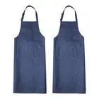 2Pack Kitchen Cooking Aprons Adjustable Chef Apron with 3 Pockets Navy Blue