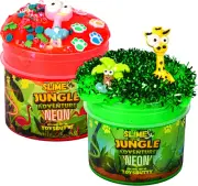 2 Slime Pack Neon Kit Jungle Adventure Theme for Kids Premade Slime Accessories