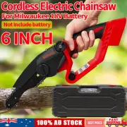 Cordless 6INCH Cutting Woodworking Handheld Chainsaw For Milwaukee 18V Battery