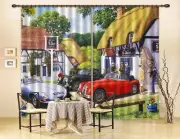 3D House Red Car A614 Blockout Photo Curtain Fabric Window Kevin Walsh Amy