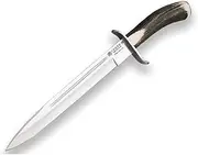 Survival Knife CC31 Chamois Joker, with Deer Horn Handle, MOVA Blade 25.5 cm, Leather Sheath, 330 Grams, Fishing Tool, Hiking, Camping and Hiking.