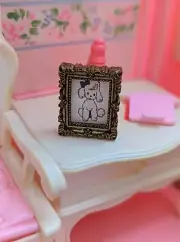 Miniature Dolls House Barbie Sindy Picture Frame Vintage Paper Poodle Dog (FR03)