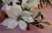 4 Floral Christmas White Glitter mistletoe poinsettia Branch Decor Artificial