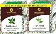 Passion Indulge Combo Handmade Bath Bar Anti Microbial Soap - Basil and Tea Tree Soap | Natural Soap | Soap For Men| Soap for Women | Anti Microbial Soap | Essential Oil Soap | Vegan Soap