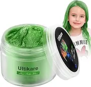 Hair Color Wax, Ultikare Instant Hair Dye Cream Mud Washable Temporary Hair Dye Natural Hairstyle Color Pomade for Party, Cosplay, Halloween (Grey) (Blue) (Deep Green)