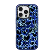iPhone 16 Pro Impact Case MagSafe Compatible Blue & Black Electric Love by Corey Paige Designs