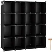 C&AHOME Cube Storage Organizer, 16-Cube Shelves Units for 16-Cube, Black
