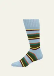 NWT $40 Paul Smith Men's “Bingo” Stripe Knit Crew Socks made in Italy.