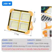 LED Solar Floodlight Outdoor IP66 Waterproof USB Rechargeable Magnet Strong Ligh