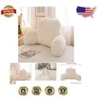 Luxury White Reading Bed Rest Pillow with Arm Rests & Wrist Support for Comfort