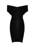 Alaïa Off-the-shoulder Ribbed Mini Dress - Black - 10 10