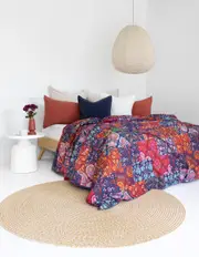 Kantha Quilt Indian Quilt Block Print Quilt Bedspread Bohemian Boho Cotton Throw Quilt Handmade Blanket Doona King Size 049