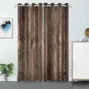Rustic Old Brown Window Curtains Vintage Wood Barn Door Curtains Retro Wood P...