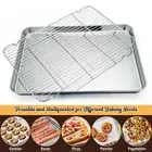 Stainless Steel Roaster Tray Oven Baking Pan With Grill Rack Cookie Toaster BBQ