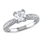 Amour Silver Created White Sapphire 1/5CT TDW Diamond Engagement Ring