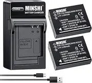 MINSHI CGA-S008A(2 Pack) Batteries and Charger Kit Intended for PAPCN Replacement Battery VW-VBJ10 【3.7V/1100mAh】 High Capacity High Efficiency Compatible Camera Battery MSAU 2024IU