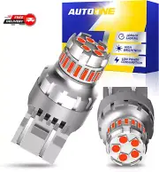 AUTOONE 7440 7443 LED Strobe Brake Light Bulb Red, 2800LM Flashing Strobe