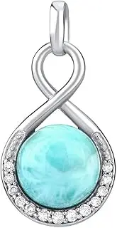 [SILVEGO] JSTS14709LR - Women Pendant 925 Sterling Silver with Natural Larimar, Silver, Larimar