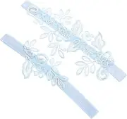 [TOVINANNA] 1 Set Wedding Lace Garters for Bride Garters for Bride Legs Belt Bands Lace Sky-Blue