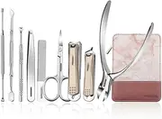 9 in 1 Stainless Steel Nail Clippers Manicure Set Professional Practical Kit with Leather Case Personal Care Tool
