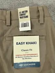 DOCKERS Levis Mens 32x30 Easy Khaki Pants Brown Chino Comfort Trousers Flat NWT