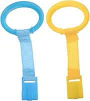 ERINGOGO 4Pcs Bed Pull Rings Crib Hanging Rings for Walking Exercise Durable Bright Colors Standing Support for Crib Playpen