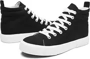 [yageyan] Womens High Top Canvas Sneakers Fashion Classic Shoes Comfortable White and Leopard Walking Shoes