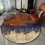 Circle Short Pile Carpet Non Slip Design, Living Room Bedroom Office Dining Kitchen Mat Orange Blue Modern Abstract, Beige, 200 x 200 cm