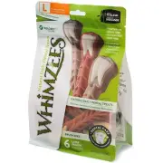Whimzees Large Toothbrush Dog Treats Natural Healthy Vegetable 6 count - 2 Pack