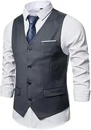 [HEYDHSDC] Mens Casual Formal Social Vest Business Steampunk Costume Waist Waistcoat Dark Gray9 4xl 80kg-85kg