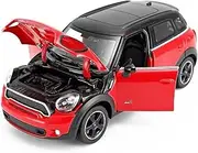 Scale Finished Model Car 1:24 Scale for Mini Countryman Coopers Diecast Metal Car Model Miniature Vehicle Ornaments Collector Die-cast Vehicle(Red)