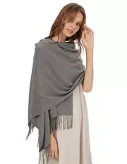 Women's Scarf Pashmina Shawls and Wraps for Evening Dresses Solid Heather Gray