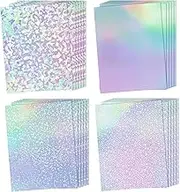 Holographic Laminate Sheets A4 Clear Holographic Sticker Paper 25 Sheets Self Adhesive Transparent Waterproof Holographic Overlay for Sticker Paper - Gem, Dot, Rainbow, Star Patterns