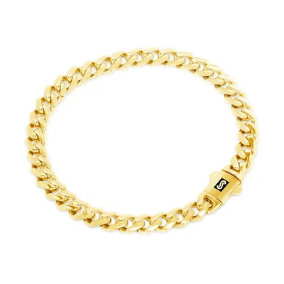 14k Yellow Gold Royal Monaco Miami Cuban Link 6mm Curb Chain Womens Bracelet 7"