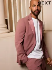 Pink Slim Fit Tuxedo Suit Jacket (B15575) | $144