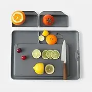Double Save Chopping Board Set (Board with 2 Trays) Made in Korea Dishwasher Safe Space Saving Design