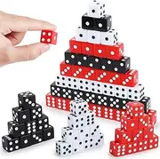 Hooqict 100 Pieces Dice Set 16mm Standard Game Dice Casino Dice Bulk Acrylic 6 Sided Colored Dice for Casino Vegas Theme Party Board Games Classroom Math Dice (Black, Red, White)