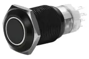 1" Black Momentary Steel Switch w/ White Halo Light Push Button 25mm 12V Volt