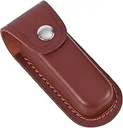Leather Knife Sheath for Belt, 4.84x2.05 Inch Folding Leather Knife Holder Portable Pocket Knife Sheath Practical Knife Holster for Cycling, Hiking, Mountaineering, Camping (Brown)