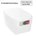 10pcs x600ml Plastic Food Storage Containers Kithen Pantry Freezer Organiser Box