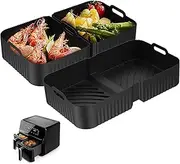 3Pcs Air Fryer Liners Silicone for Ninja AF500 Drawer Liners Non Stick Air Fryer Basket for Baking Oven Microwave, 1pcs 5L + 2pcs 2.5L (3, Black)
