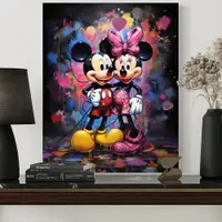 在飛比找蝦皮購物優惠-迪士尼米老鼠和愛情中的米妮海報印刷塗鴉牆藝術帆布繪畫圖片適用
