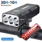 10000mAh LED Bicycle Bike Lights Front Rear Tail Lamp Rechargeable Set 5 Modes