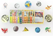 50 Assorted Pokemon Card Pack Lot This Comes with Foils, Rares, Random Pokemon Pin, and Pokemon Collectible Coin
