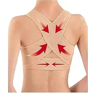 Women's Breast Support Bra Posture Corrector Chest Brace Shapewear Vest Girl's Adjustable Back Shoulder Back Straightener Prevent Humpback(Beige,Small)