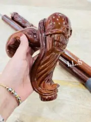 Antique Skull Wood Walking Stick Cane 36" Long Nautical For Man, Christmas Gift