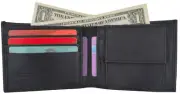 MEN'S LEATHER WALLET BIFOLD Plain ID Credit Card Coin Holder Front Pocket