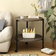 Coffee Table, Sofa Side, Bedside Table, Living Room, Bedroom, Balcony Tea Table A103 (Grey, 40X40X55CM)